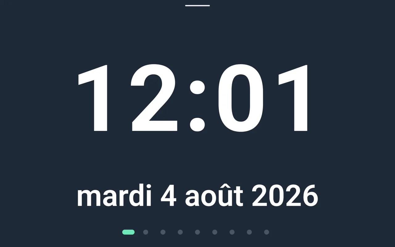 Écran d’affichage (horloge) d’une tablette SeniorHub
